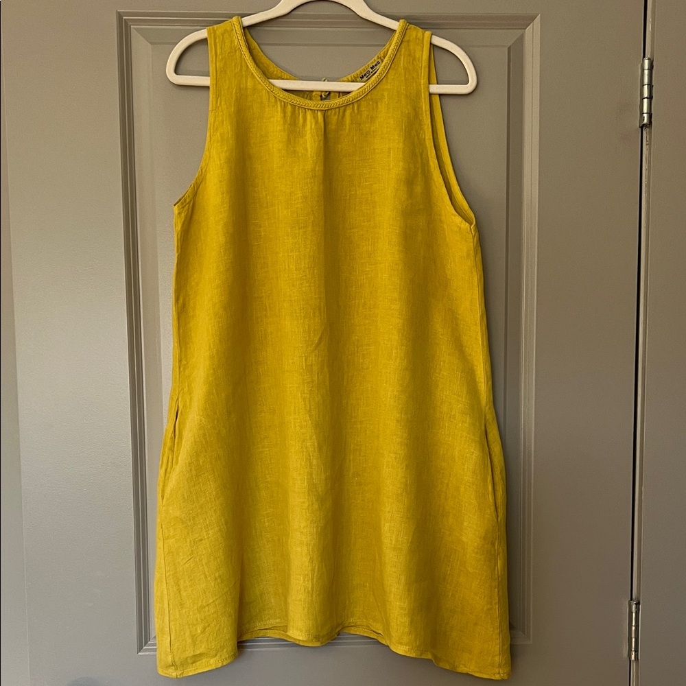 Sunny Yellow Sleeveless Linen Dress